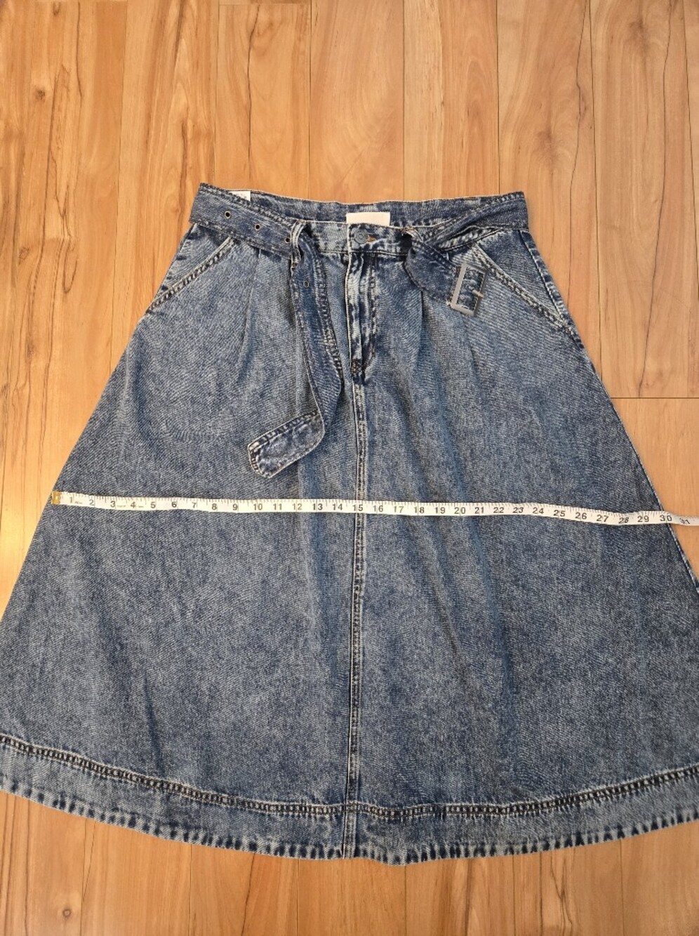 HABITUAL Denim A-line Midi Skirt with Matching Belt Size 12/31 - Picture 10 of 12